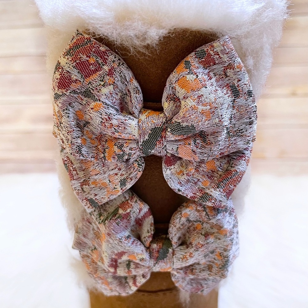 UGG Bailey Bow Abstract Splatter Chestnut Boots - Picture 8 of 10